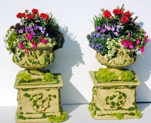 Large Stone Effect Urns On Plinths x2